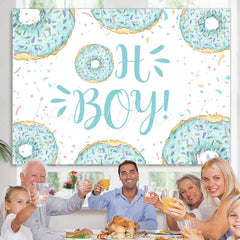 Lofaris Hi Boy Light Blue Sweet Donut Backdrop For Baby Shower