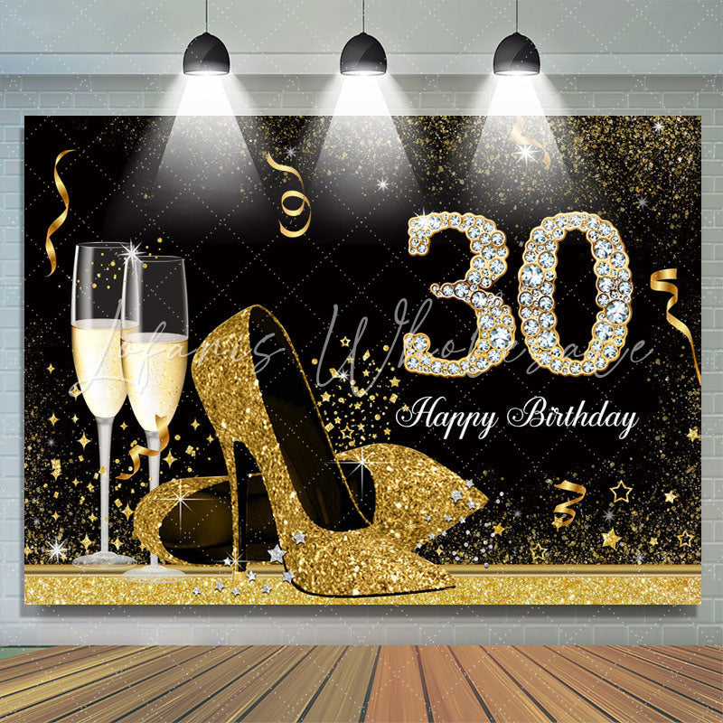 Lofaris High Heels Gold and Black 30th Birthday Backdrop