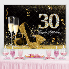 Lofaris High Heels Gold and Black 30th Birthday Backdrop