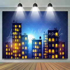 Lofaris High-Rise Building Modern Night Moonlight Backdrop