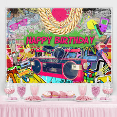 Lofaris Hip Hop Graffiti Dance Themed Happy Birthday Backdrop