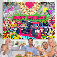 Lofaris Hip Hop Graffiti Dance Themed Happy Birthday Backdrop