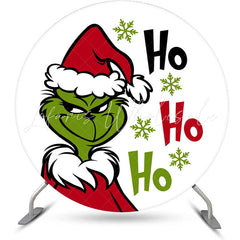 Lofaris Hoho Grinch Green Elf Snow Round Christmas Backdrop