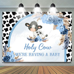 Lofaris Holy Cow Blue Floral Plume Door Baby Shower Backdrop