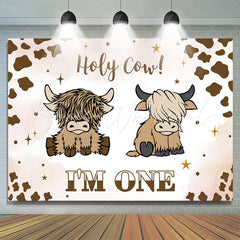 Lofaris Holy Cow Im One Brown Happy 1st Birthday Backdrop