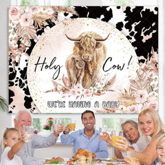 Lofaris Holy Cow Warm Glitter Floral Gender Reveal Backdrop