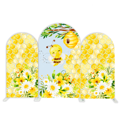 Honey Sweet Yellow Bee Theme Birthday Party Arch Backdrop Wall Cloth Cover