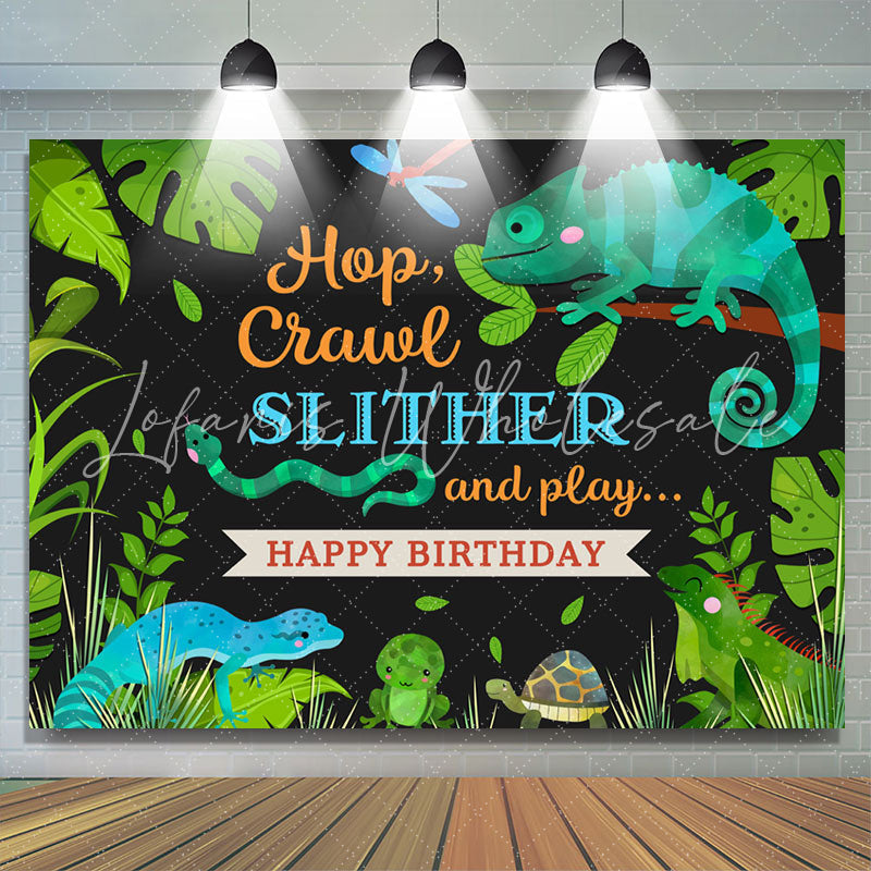 Lofaris Hop Crawl Slither Jungle Animals Birthday Backdrop