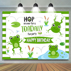 Lofaris Hop Toadally Cute Green Frog Birthday Party Backdrop