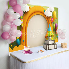 Lofaris Hot Air Balloon Lovely House Cloud Birthday Backdrop