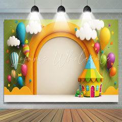 Lofaris Hot Air Balloon Lovely House Cloud Birthday Backdrop