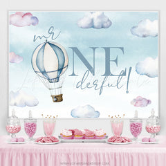 Lofaris Hot Air Balloon Mr Onederful Happy Birthday Backdrop