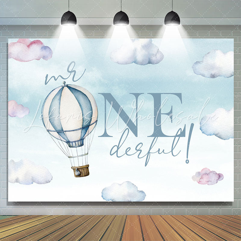 Lofaris Hot Air Balloon Mr Onederful Happy Birthday Backdrop