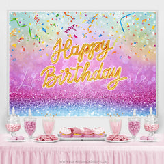 Lofaris Hot Pink And Blue Bokeh Glitter Happy Birthday Backdrop