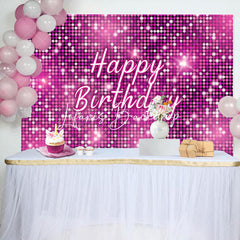 Lofaris Hot Pink Sequins Sparkle Happy Birthday Backdrop