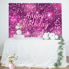 Lofaris Hot Pink Sequins Sparkle Happy Birthday Backdrop