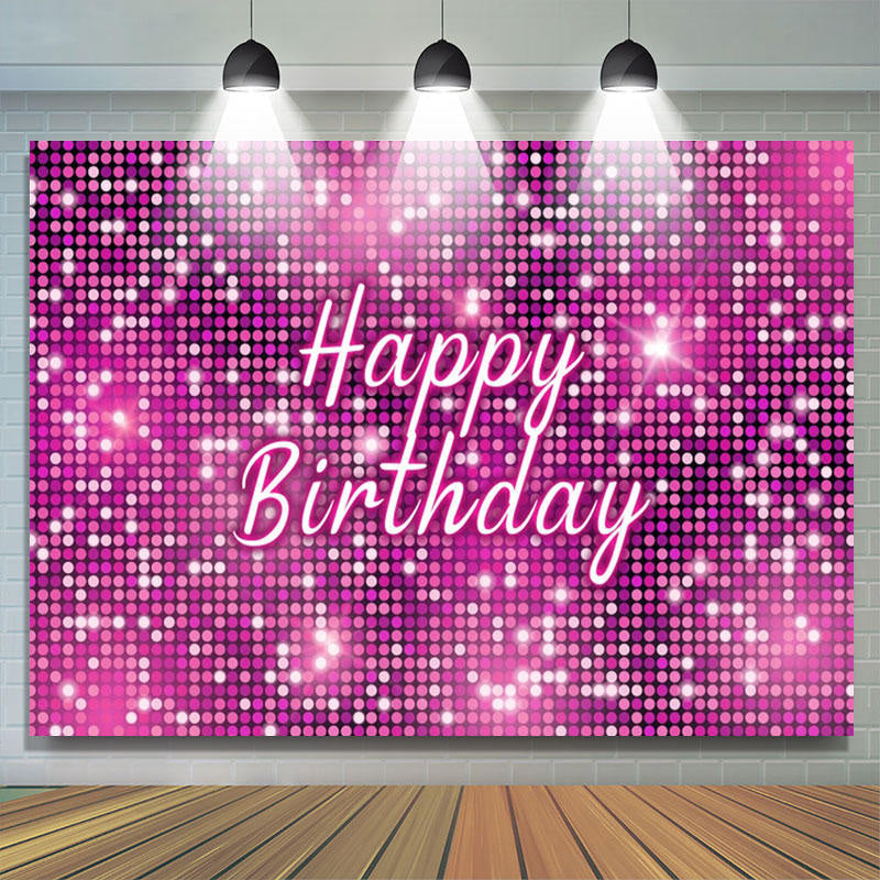 Lofaris Hot Pink Sequins Sparkle Happy Birthday Backdrop