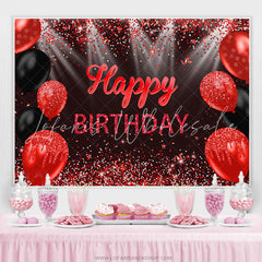 Lofaris Hot Red And Black Ribbion Balloons Birthday Backdrop