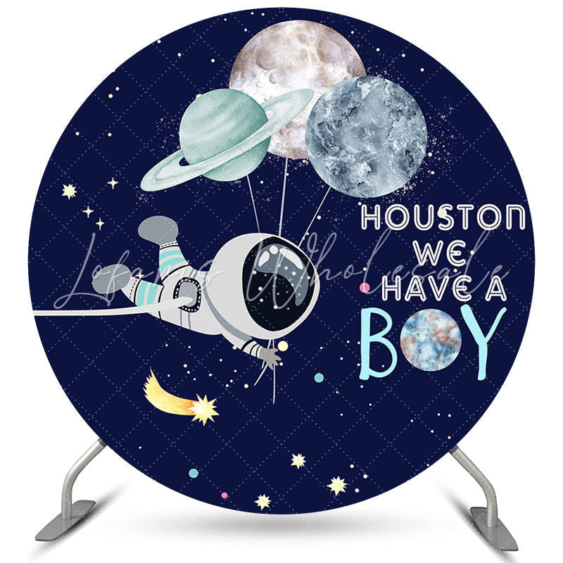 Lofaris Houston We Have A Boy Theme Circle Baby Shower Backdrop