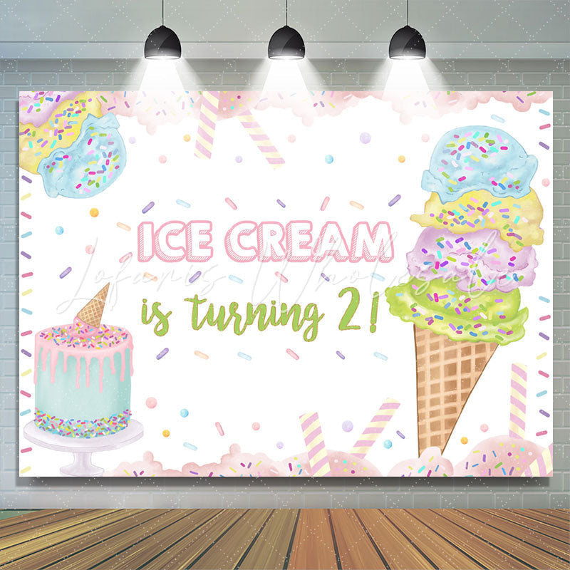 Lofaris Ice Cream Is Turning 2 Sweet 2rd Birthday Backdrop