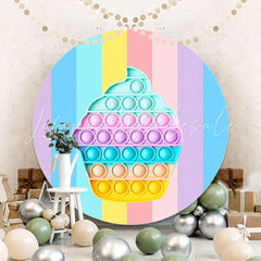 Lofaris Ice Cream Pop it Rainbow Color Round Backdrops