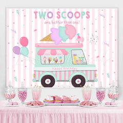 Lofaris Ice Cream Theme Truck Birthday Party Backdrop Girls