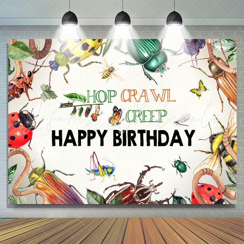 Lofaris Insects Hop Crawl Creep Happy Birthday Backdrop