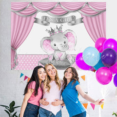 Lofaris It Is A Girl! Baby Elephant Shower Backdrop