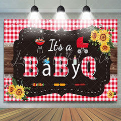 Lofaris Its A Baby Q Barbeque Plaid Wooden Gender Reveal Backdrop