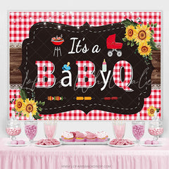 Lofaris Its A Baby Q Barbeque Plaid Wooden Gender Reveal Backdrop