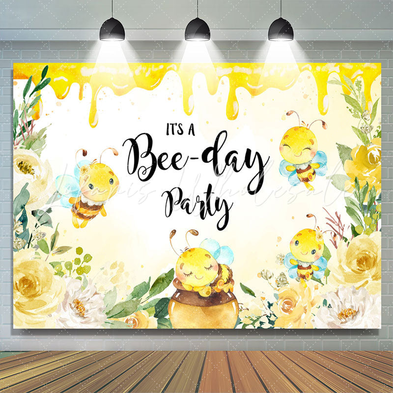 Lofaris Its A Bee Day Party Honey Happy Birthday Backdrop