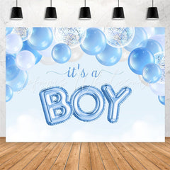 Lofaris Its A Boy Blue Balloons Theme Baby Shower Backdrop