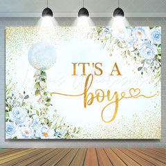 Lofaris Its A Boy Blue Floral Sequin Baby Shower Backdrop