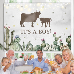 Lofaris Its A Boy Cactus Cattle Baby Shower Party Backdrop