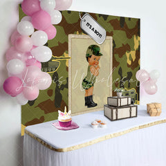 Lofaris Its A Boy Camouflage Truck Backdrop for Baby Shower