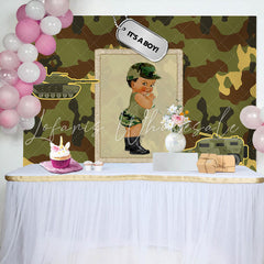 Lofaris Its A Boy Camouflage Truck Backdrop for Baby Shower