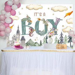 Lofaris Its A Boy Castle Forest Magic Baby Shower Backdrop