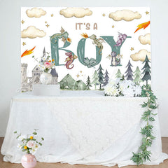 Lofaris Its A Boy Castle Forest Magic Baby Shower Backdrop