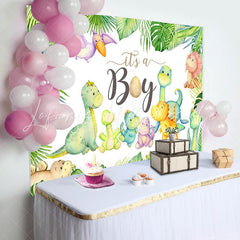 Lofaris Its A Boy Dinosaurs Monsteras Baby Shower Backdrop