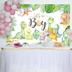 Lofaris Its A Boy Dinosaurs Monsteras Baby Shower Backdrop