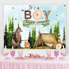 Lofaris Its A Boy Happy Camper With Bear Baby Shower Backdrop