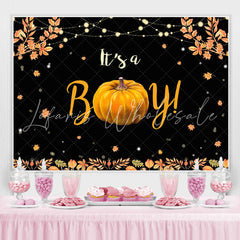 Lofaris Its A Boy Pumpkin and Leaves Backdrop for Baby Shower