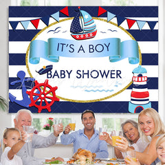 Lofaris Its A Boy Sea Sailing Theme Baby Shower Backdrop