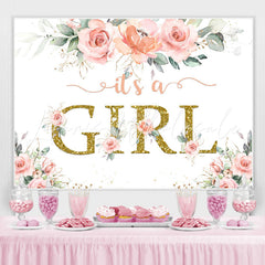 Lofaris Its A Girl Bright Flower and Leave Baby Shower Backdrop