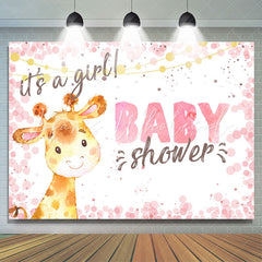 Lofaris Its A Girl Cute Giraffe Pink Backdrop For Baby Shower