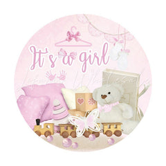 Lofaris Its A Girl Pink Baby Shower Circle Backdrop For Party