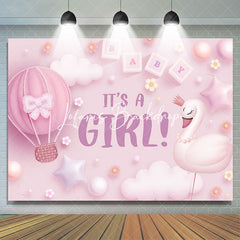 Lofaris Its A Girl Pink Cloud Swan Gender Reveal Backdrop