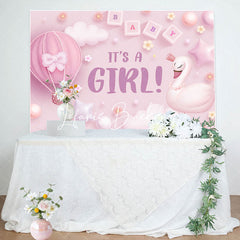 Lofaris Its A Girl Pink Cloud Swan Gender Reveal Backdrop