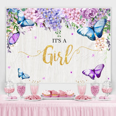 Lofaris Its A Girl Purple Spring Garden Baby Shower Backdrop