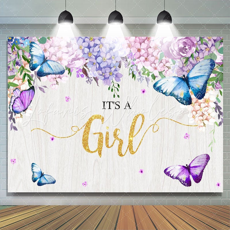 Lofaris Its A Girl Purple Spring Garden Baby Shower Backdrop